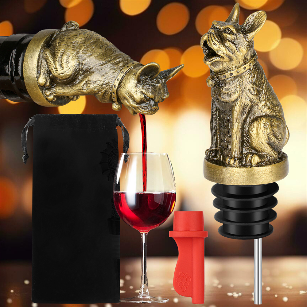 Quality Kitchen Gadgets - Śliczny Buldog Francuski Wino Pouer Korek