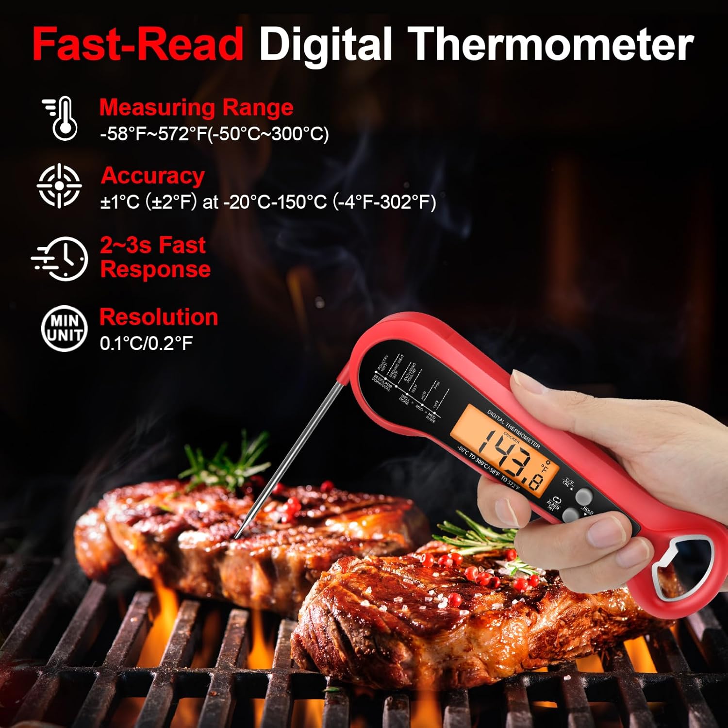 Meat Thermometer - Profesjonalny cyfrowy termometr do mięsa, wodoodporny,